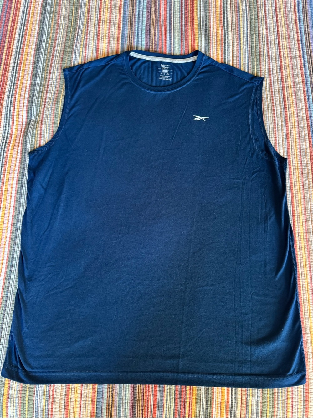 Blue Reebok Men’s 2XLT Sleeveless Performance Jersey Tech Muscle Tank workout
